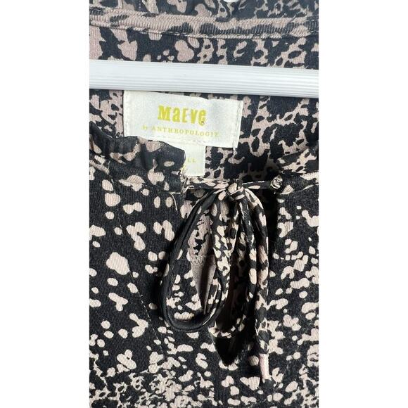 MAEVE Anthropologie JACQUIN PEASANT Animal Print shimmer Viscose Blouse Size XS - Picture 7 of 12
